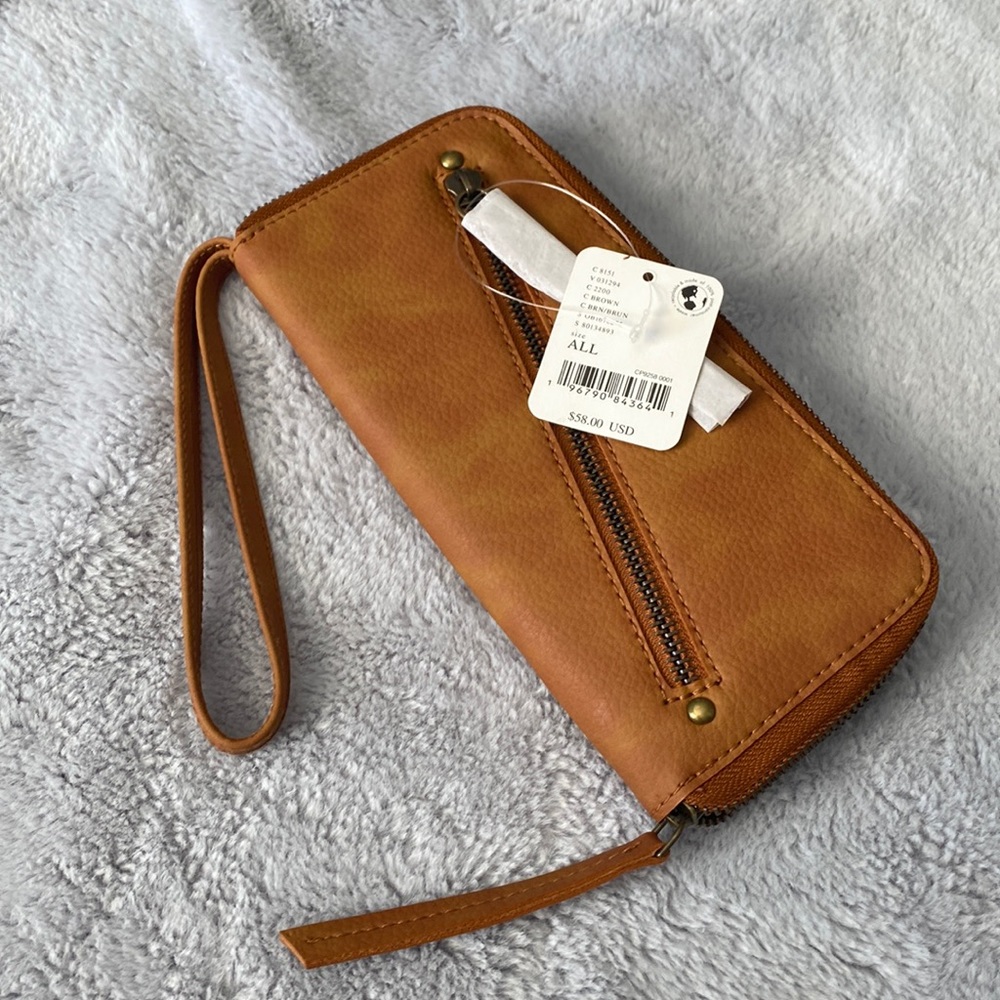 Free People Distressed Vegan Wallet - Brown